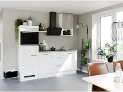 Impuls Küchen Küchenzeile IBZ4215R5 215 cm Weiß Hochglanz ohne E-Geräte