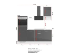 Impuls Küchen Küchenzeile IKZ1215R4 215 cm Weiß Hochglanz mit E-Geräten