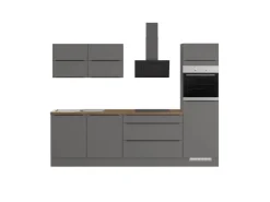 Impuls Küchen Küchenzeile IKZ1280L6 280 cm Grafit  mit E-Geräten
