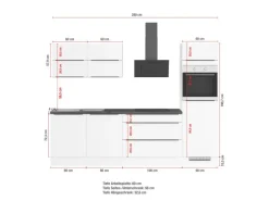 Impuls Küchen Küchenzeile IKZ1280L6 280 cm Grafit  mit E-Geräten