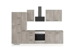 Impuls Küchen Küchenzeile IKZ1310V8 310 cm Beton-Optik natur mit E-Geräten