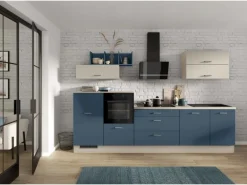 Impuls Küchenzeile 320 cm Alby Blue mit E-Geräte links
