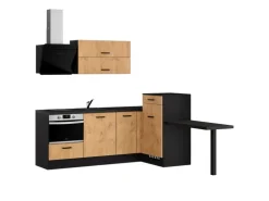 Impuls Winkelküche 225 cm x 241 cm Vintage Eiche-Nb. mit E-Geräte rechts