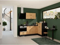 Impuls Winkelküche 225 cm x 241 cm Vintage Eiche-Nb. mit E-Geräte rechts