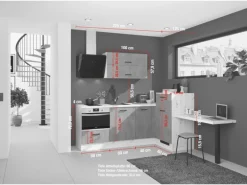 Impuls Winkelküche 225 cm x 241 cm Vintage Eiche-Nb. mit E-Geräte rechts