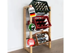 KARAT Bambus-Flaschenkastenständer Flash - Robustes Lagerregal für Büro, Küche, Garage oder Flur - 112 x 56 x 32 cm