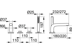 Keuco 4-Loch-Wannenarmatur Edition 400 51530 Chrom 220 mm Auslauf