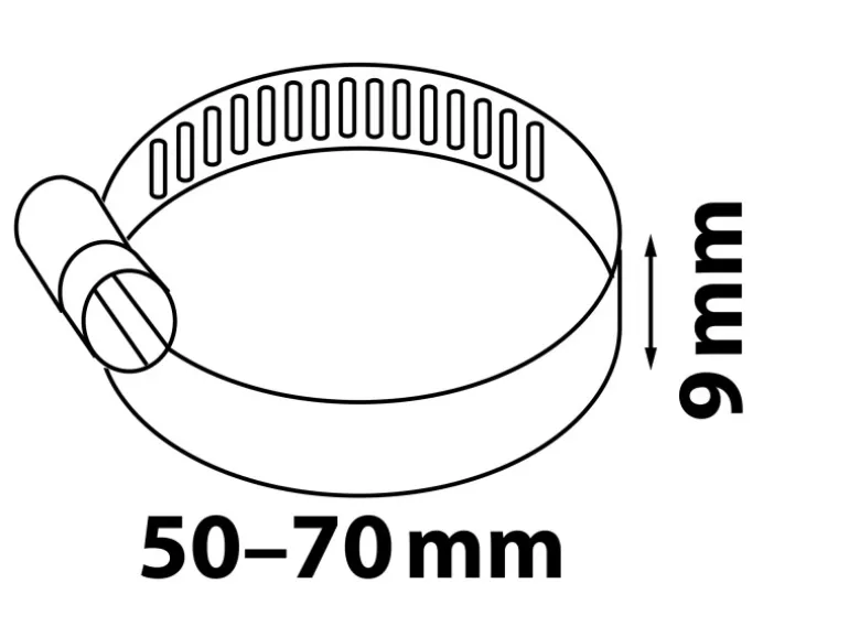 Kirchhoff Schlauchklemme Breite 9 mm Spannbereich 50 mm - 70 mm Edelstahl
