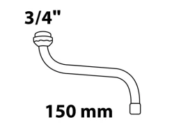 Kirchhoff S-Rohrauslauf mit Mischdüse O-Ring 20 mm (3/4") x 150 mm Chrom