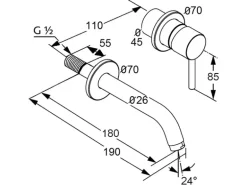 Kludi Unterputz Waschtisch Zweiloch-Wand-Einhandmischer BOZZ in Mattschwarz