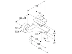 Kludi Wannenfüll- und Brause-Einhandmischer PURE&STYLE in Chrom