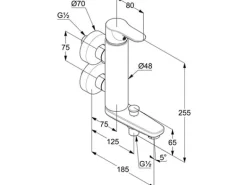 Kludi Wannenfüll- und Brause-Einhandmischer OBJEKTA in Chrom