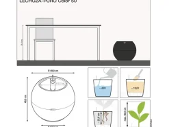 Lechuza® Übertopf Puro Schiefergrau Ø 50 cm integriertes Erdbewässerungssystem