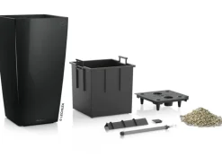 Lechuza® Pflanzgefäß Cubico Premium 50 cm x 50 cm Schwarz hochglanz