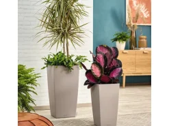 Lechuza® Pflanzgefäß Cubico Color 30 cm x 30 cm x 56 cm Sandbraun