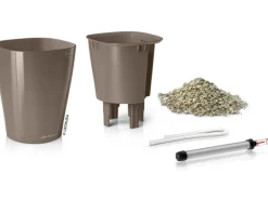 Lechuza® Pflanzgefäß Mini-Deltini Taupe hochglanz Ø 10 cm