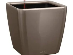Lechuza® Pflanzgefäß Quadro Premium LS 35 cm x 35 cm x 33 cm Taupe hochglanz