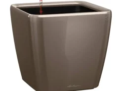 Lechuza® Pflanzgefäß Quadro Premium LS 43 cm x 43 cm x 40 cm Taupe hochglanz