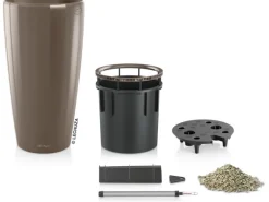 Lechuza® Pflanzgefäß Rondo Premium Ø 33 cm x 56 cm Taupe hochglanz