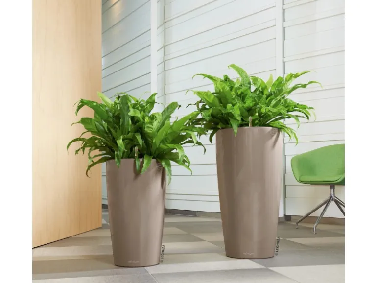 Lechuza® Pflanzgefäß Rondo Premium Ø 40 cm x 75 cm Taupe hochglanz