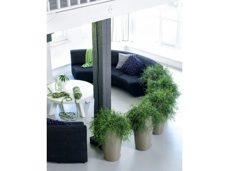 Lechuza® Pflanzgefäß Rondo Premium Ø 40 cm x 75 cm Taupe hochglanz