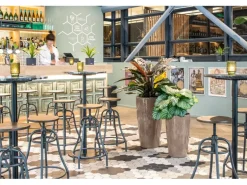 Lechuza® Pflanzgefäß Rondo Premium Ø 40 cm x 75 cm Taupe hochglanz