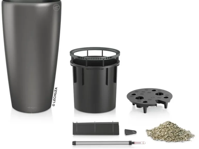 Lechuza® Pflanzgefäß Rondo Premium Ø 32 cm x 56 cm Anthrazit metallic