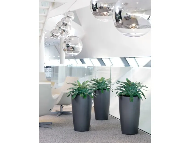 Lechuza® Pflanzgefäß Rondo Premium Ø 32 cm x 56 cm Anthrazit metallic