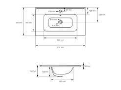 LuxeBath Waschbecken aus Keramik Weiß 81x16,5x46 cm mit Ablaufgarnitur