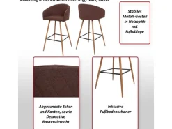 MCW Barhocker D72 2er-Set Stoff/Textil Braun