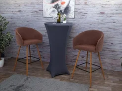 MCW Barhocker D72 2er-Set Stoff/Textil Braun