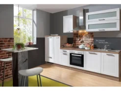 Menke Küchenzeile Artisan Premium 300 cm Landhaus Weiß Artisan-Eiche Nachbildung