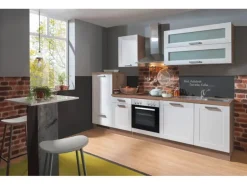 Menke Küchenzeile Artisan Premium 280 cm Landhaus Weiß Artisan-Eiche Nachbildung