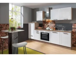 Menke Küchenzeile Artisan Premium 270 cm Landhaus Weiß Artisan-Eiche Nachbildung