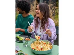 Mepal Silueta Servierschale mit Deckel und Salatbesteck 5000 ml Vivid Mauve