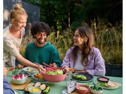 Mepal Silueta Servierschale mit Deckel und Salatbesteck 5000 ml Vivid Mauve