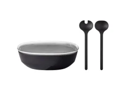 Mepal Silueta Servierschale mit Deckel und Salatbesteck 4000 ml Nordic Black