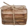 Mica Dekorations Untersetzer Duko 10 cm x 10 cm x 5 cm Dunkelbraun 4 Stück FSC®