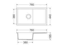 Miló Einbauspüle Granitverbundstoff Blissano 76 Schwarz