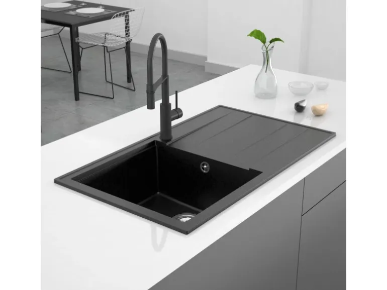 Miló Einbauspüle Granitverbundstoff Luxuria 86 Graphit 39 cm Beckenbreite