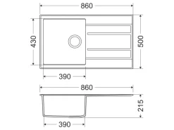 Miló Einbauspüle Granitverbundstoff Luxuria 86 Graphit 39 cm Beckenbreite