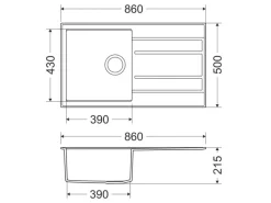 Miló Einbauspüle Granitverbundstoff Luxuria 86 Weiß 30 cm Beckenbreite
