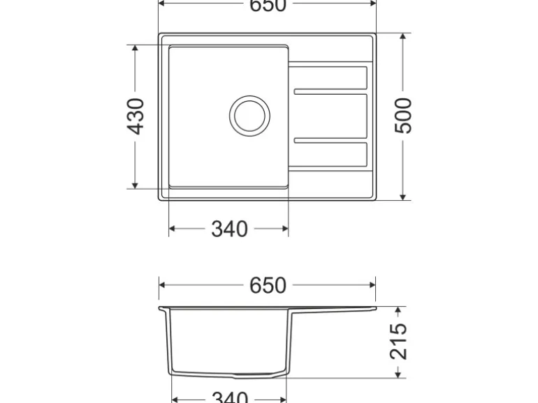 Miló Einbauspüle Granitverbundstoff Luxuria 65 Grau
