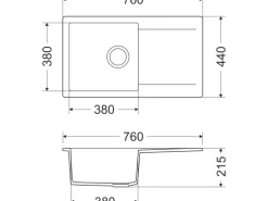 Miló Einbauspüle Granitverbundstoff Pukka 76 Graphit-Grau