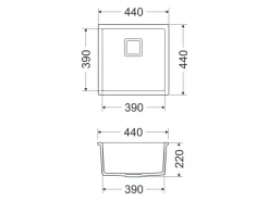 Miló Einbauspüle Granitverbundstoff Qubo 44 Schwarz