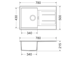 Miló Einbauspüle Granitverbundstoff Piatto 78 Grau
