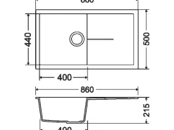 Miló Einbauspüle Granitverbundstoff Adore 86 Lava-Anthrazit