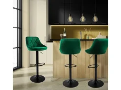 ML-Design Barhocker 2Er Set aus Samt Grün Gepolsterter mit Rückenlehne Fußstütze