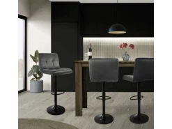 ML-Design Barhocker 2Er Set aus Samt Grau Gepolsterter Barstuhl mit Rückenlehne