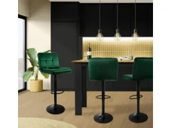 ML-Design Barhocker 2Er Set aus Samt Grün Gepolsterter Barstuhl mit Rückenlehne